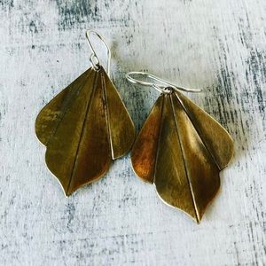 Brass earrings with patina